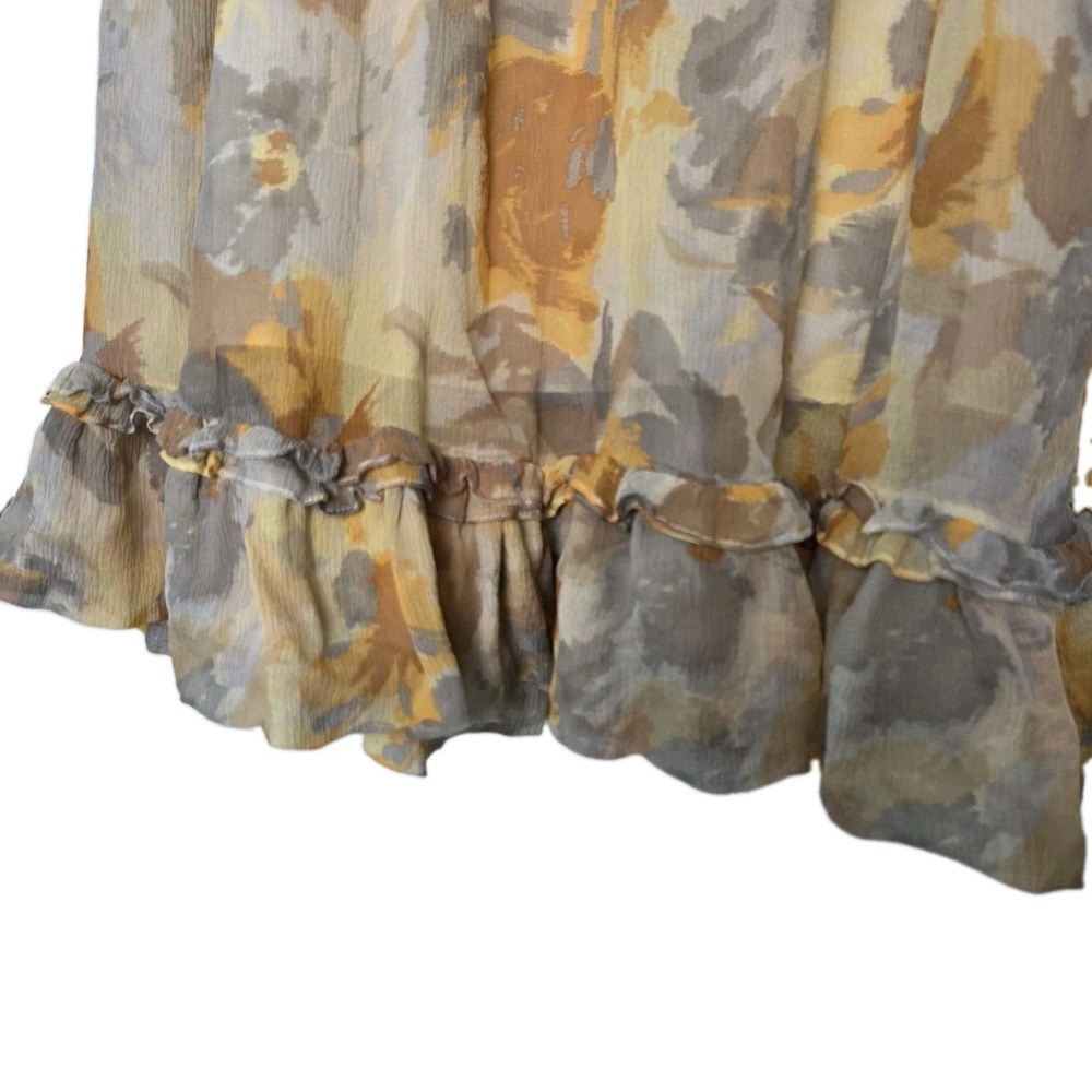 Rebecca Taylor Silk Blend Floral Ruffle Dress Womens 8 Yellow Gray... - Picture 3 of 7